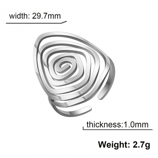 Image de Bagues Ouvert Ajoustable en Acier Titane Multicolore Quadrilatère Spiral Creux 17.3mm (Taille d'US: 7) , 1 Pièce