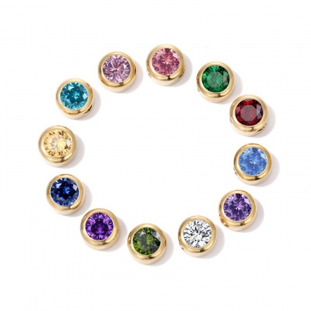 Perles Pierres de Naissance en 316 Acier Inoxydable Rond Multicolore à Strass Coloré env. 6mm Dia., Trou: env. 1.3mm, 1 Pièce