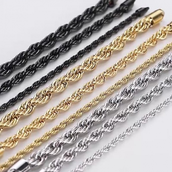 Picture of 304 Stainless Steel Simple Braided Rope Chain Bracelets Multicolor