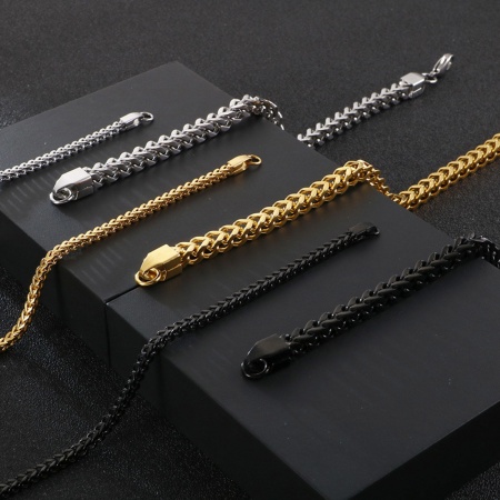 304 Stainless Steel Simple Foxtail Chain Bracelets Multicolor
