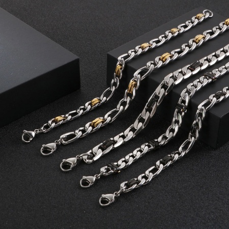 304 Stainless Steel Simple Textured Chain Bracelets Silver Tone