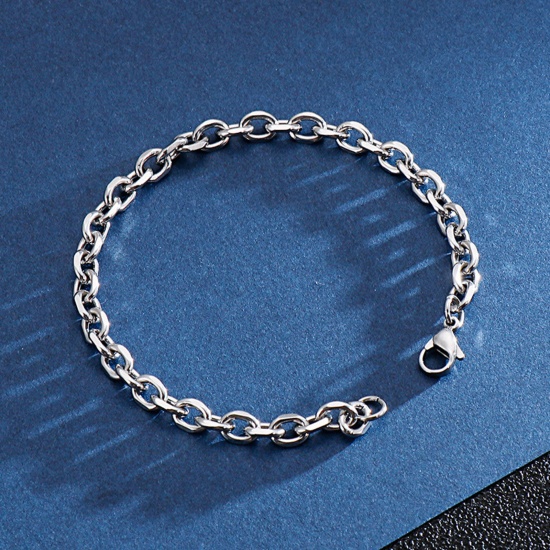 Picture of 304 Stainless Steel Simple Link Cable Chain Bracelets Silver Tone