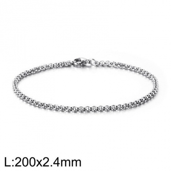 Picture of 304 Stainless Steel Simple Rolo Chain Bracelets Multicolor