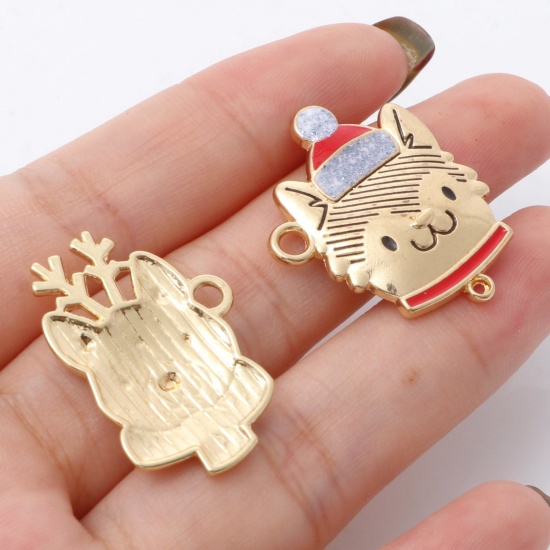 Picture of Zinc Based Alloy Christmas Charms Gold Plated Multicolor Enamel