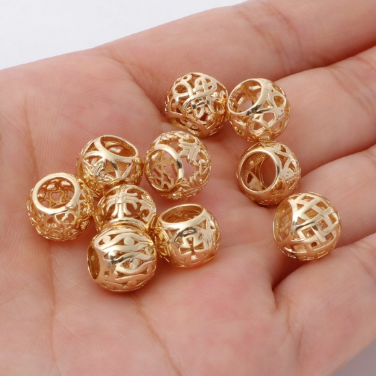 Picture of Brass Beads 14K Real Gold Plated Drum Filigree                                                                                                                                                                                                                
