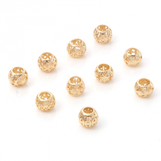 Picture of Brass Beads 14K Real Gold Plated Drum Filigree                                                                                                                                                                                                                