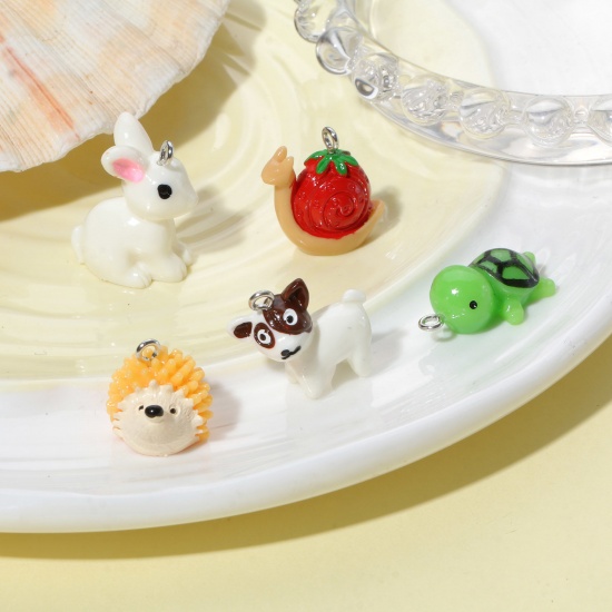 Picture of Resin Charms Animal Silver Tone Multicolor 3D
