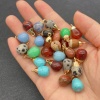 Picture of Stone ( Natural ) Charms Gold Plated Multicolor Drop 18mm x 10mm