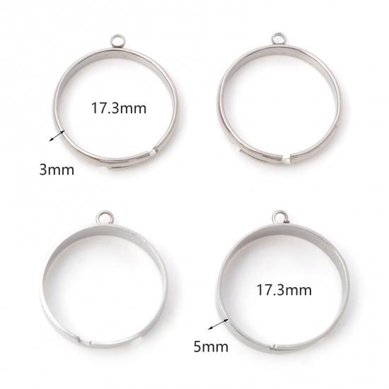 Immagine di Acciaio Inossidabile Aperto Regolabile Anello Tono Argento Con Loop 17.3mm (taglia di US: 7), 10 Pz