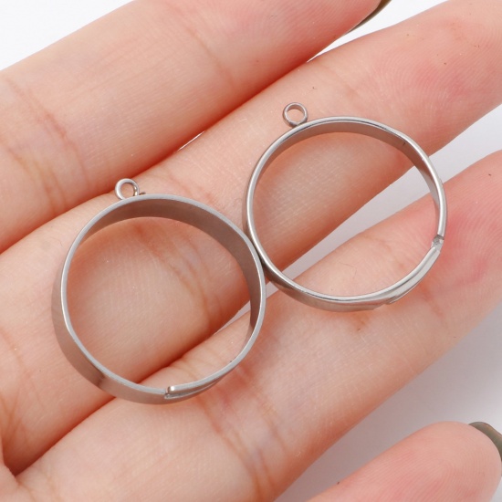 Picture of Stainless Steel Open Adjustable Rings Silver Tone With Loop 17.3mm(US Size 7)