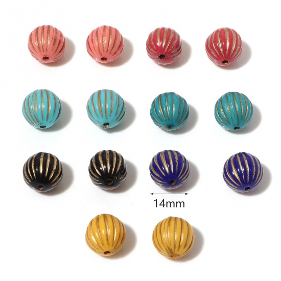 Picture of Acrylic Beads Multicolor Round Stripe About 14mm Dia.