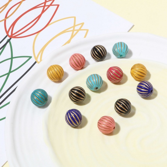 Picture of Acrylic Beads Multicolor Round Stripe About 14mm Dia.