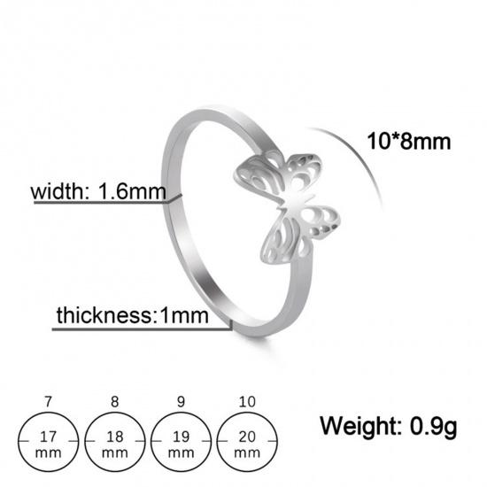 Picture of Titanium Steel Insect Unadjustable Rings Multicolor Round Butterfly Hollow