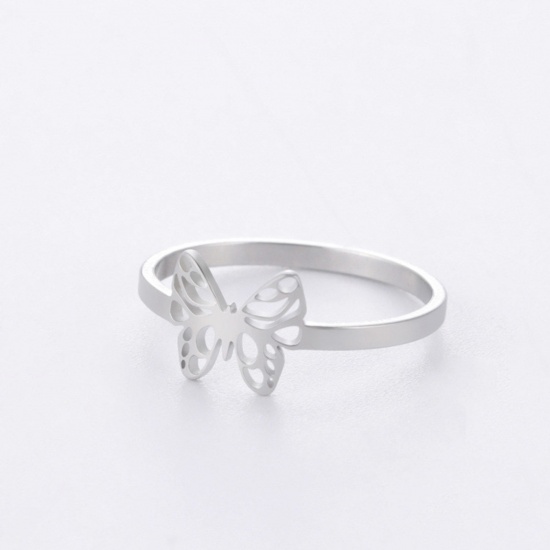 Picture of Titanium Steel Insect Unadjustable Rings Multicolor Round Butterfly Hollow