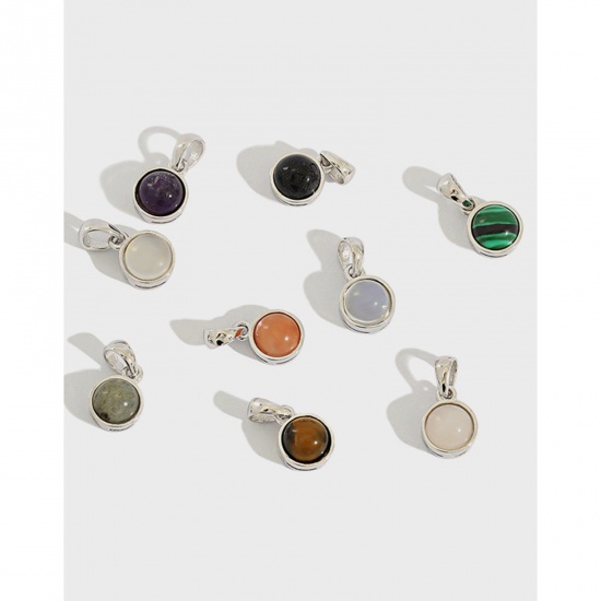 Picture of Gemstone ( Mix ) Charms Multicolor Round 14mm x 7mm