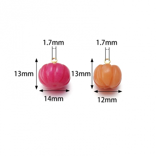 Picture of Aventurine ( Natural ) Charms Gold Plated Multicolor Pumpkin 14mm x 13mm, 1 Piece