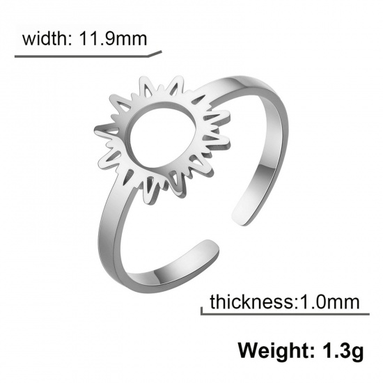 Picture of Titanium Steel Galaxy Open Adjustable Rings Multicolor Sun Hollow 17.3mm(US Size 7)