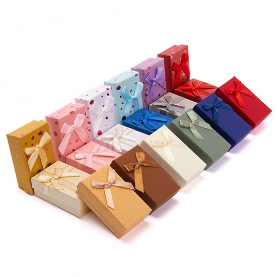 Picture of Paper Jewelry Gift Boxes Rectangle At Random Color 8cm x 5cm 