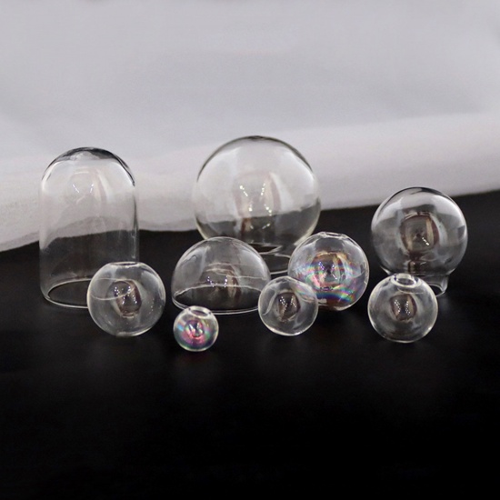 Bild von Glaskugel Flasche Für Ohrring Ring Halskette Einzeln Loch Transparent 5 Stück