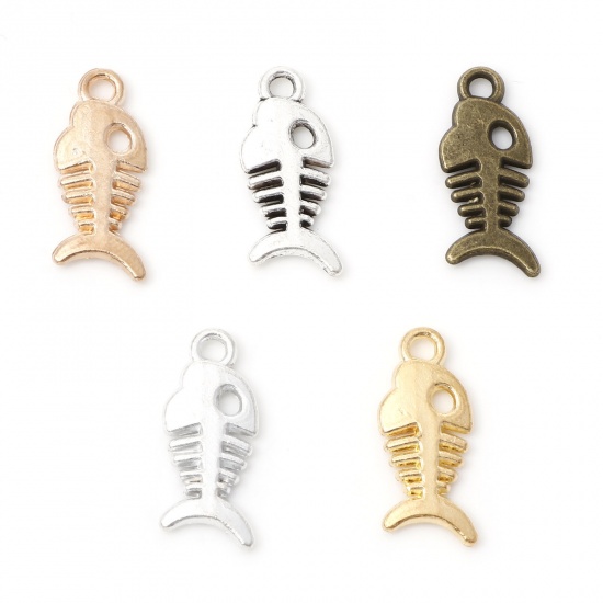 Picture of Zinc Based Alloy Ocean Jewelry Charms Multicolor Fish Animal 18mm x 8mm