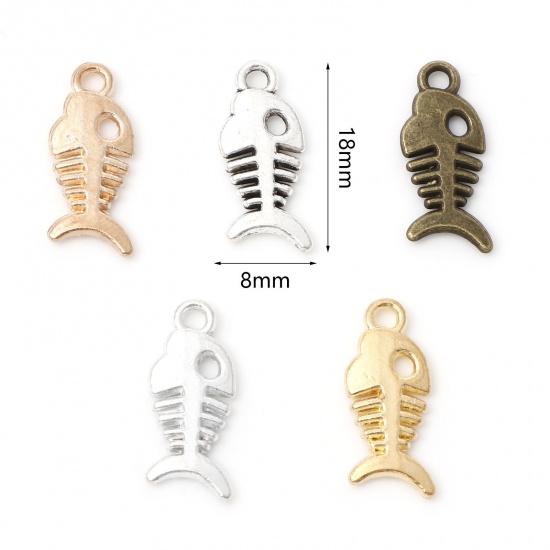 Picture of Zinc Based Alloy Ocean Jewelry Charms Multicolor Fish Animal 18mm x 8mm