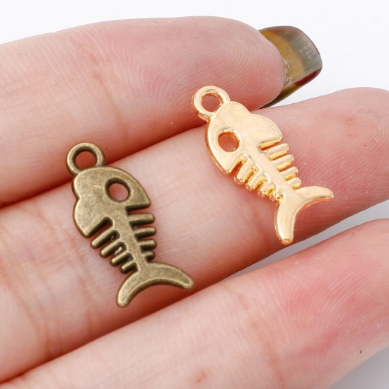 Picture of Zinc Based Alloy Ocean Jewelry Charms Multicolor Fish Animal 18mm x 8mm