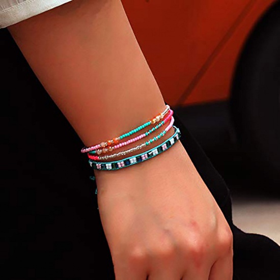 Picture of Resin Boho Chic Bohemia Multilayer Layered Bracelet Multicolor Beaded