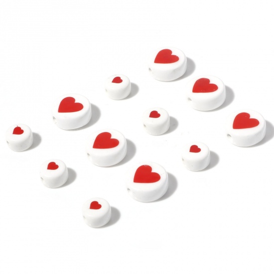 Immagine di Ceramica San Valentino Diatanziale Perline Tondo Piatto Bianco Cuore Disegno 5 Pz