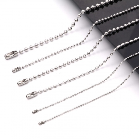 304 Acero Inoxidable Cadenas Bola Collares Tono de Plata 60cm longitud, 1 Unidad