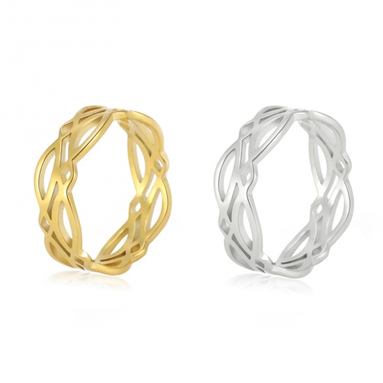 Picture of 304 Stainless Steel Geometry Series Rings Multicolor Round Geometric Hollow 19.8mm(US Size 10)