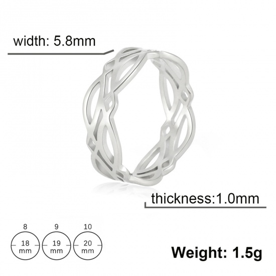 Picture of 304 Stainless Steel Geometry Series Rings Multicolor Round Geometric Hollow 19.8mm(US Size 10)