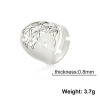 Picture of 304 Stainless Steel Religious Open Adjustable Rings Multicolor Flower Yin Yang Symbol Hollow 17.3mm(US Size 7)
