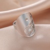 Picture of 304 Stainless Steel Religious Open Adjustable Rings Multicolor Flower Yin Yang Symbol Hollow 17.3mm(US Size 7)