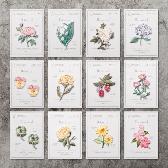 Image de Patchs (Dos Avec Colle) DIY Scrapbooking Artisanat en Polyester Broderie Multicolore Feuilles de Fleur 1 Paquet