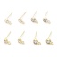 Immagine di Ottone Orecchini a Perno Vero Oro Placcato Tondo Con Loop Trasparente Cubic Zirconiae 7mm x 4mm, Dimensione di Posta / Cavo: (21 misura), 2 Pz