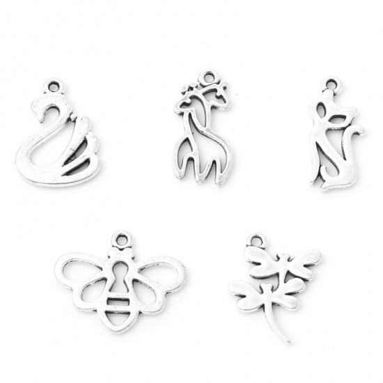 Picture of Zinc Based Alloy Charms Antique Silver Color Animal Hollow