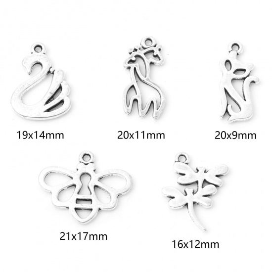 Picture of Zinc Based Alloy Charms Antique Silver Color Animal Hollow