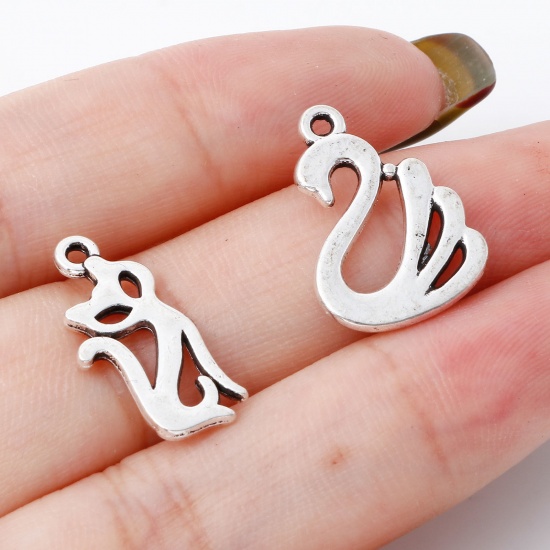 Picture of Zinc Based Alloy Charms Antique Silver Color Animal Hollow