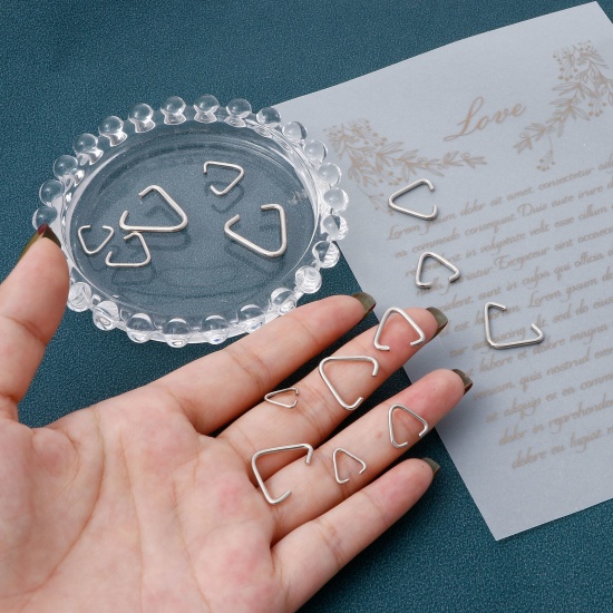 Picture of Iron Based Alloy Open Jump Rings Findings Triangle Silver Tone