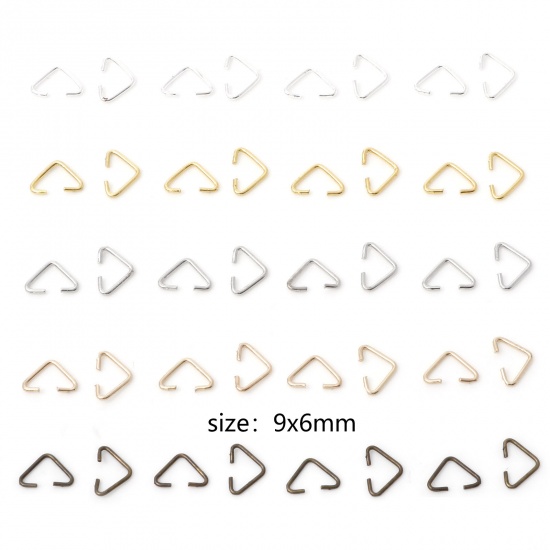 Picture of 0.8mm Iron Based Alloy Open Jump Rings Findings Triangle Multicolor 9mm x 6mm