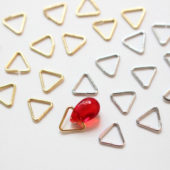 Picture of 0.8mm Iron Based Alloy Open Jump Rings Findings Triangle Multicolor 9mm x 6mm