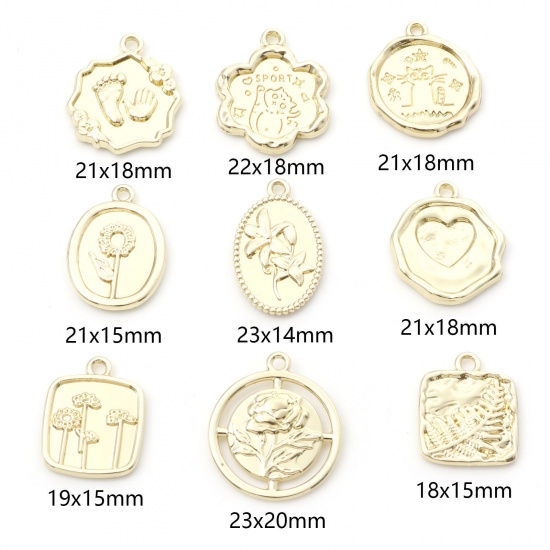 Image de Breloques en Alliage de Zinc Fleur Doré Cœur 10 Pcs