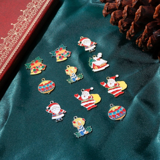 Picture of Zinc Based Alloy Christmas Charms Multicolor Enamel