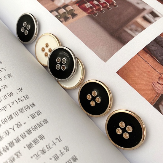 Picture of Alloy Metal Sewing Buttons 4 Holes Multicolor Round