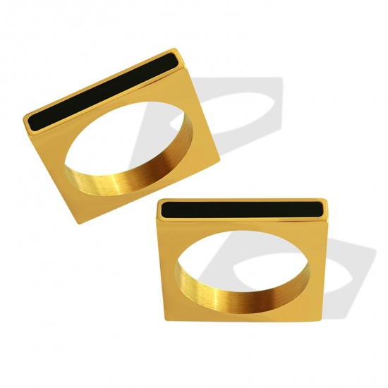 Picture of Eco-friendly Simple & Casual Stylish 18K Real Gold Plated 304 Stainless Steel Unadjustable Square Round Rings Unisex