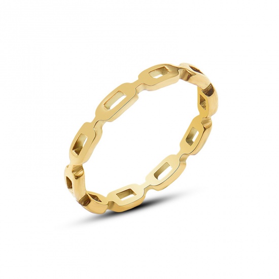 Picture of Eco-friendly Simple & Casual Stylish 18K Real Gold Plated 304 Stainless Steel Unadjustable Hollow Rings Unisex