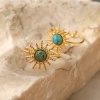 Picture of Eco-friendly Natural Pastoral Boho Chic Bohemia 18K Real Gold Plated 304 Stainless Steel & Stone Open Adjustable Sun Rings For Women