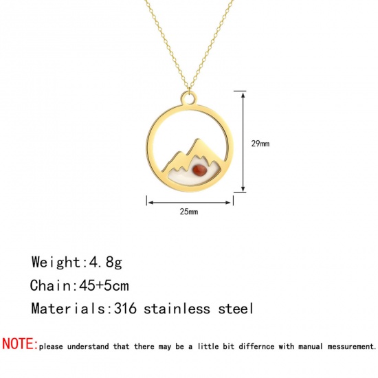 Picture of Creativity Mustard Seed 304 Stainless Steel Necklace Multicolor Round Mountain Hollow 45cm(17 6/8") long, 1 Piece