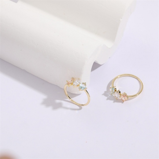 Picture of Eco-friendly Simple & Casual Exquisite 14K Real Gold Plated Copper & Cubic Zirconia Unadjustable Marquise Rings For Women Anniversary