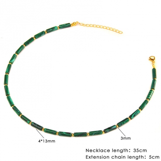 Picture of Gemstone ( Natural ) Beaded Necklace Gold Plated Multicolor 35cm(13 6/8") long, 1 Piece